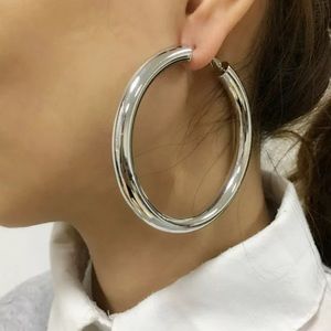 ⭐️ Big Silver Stainless Steel Hoop Earrings